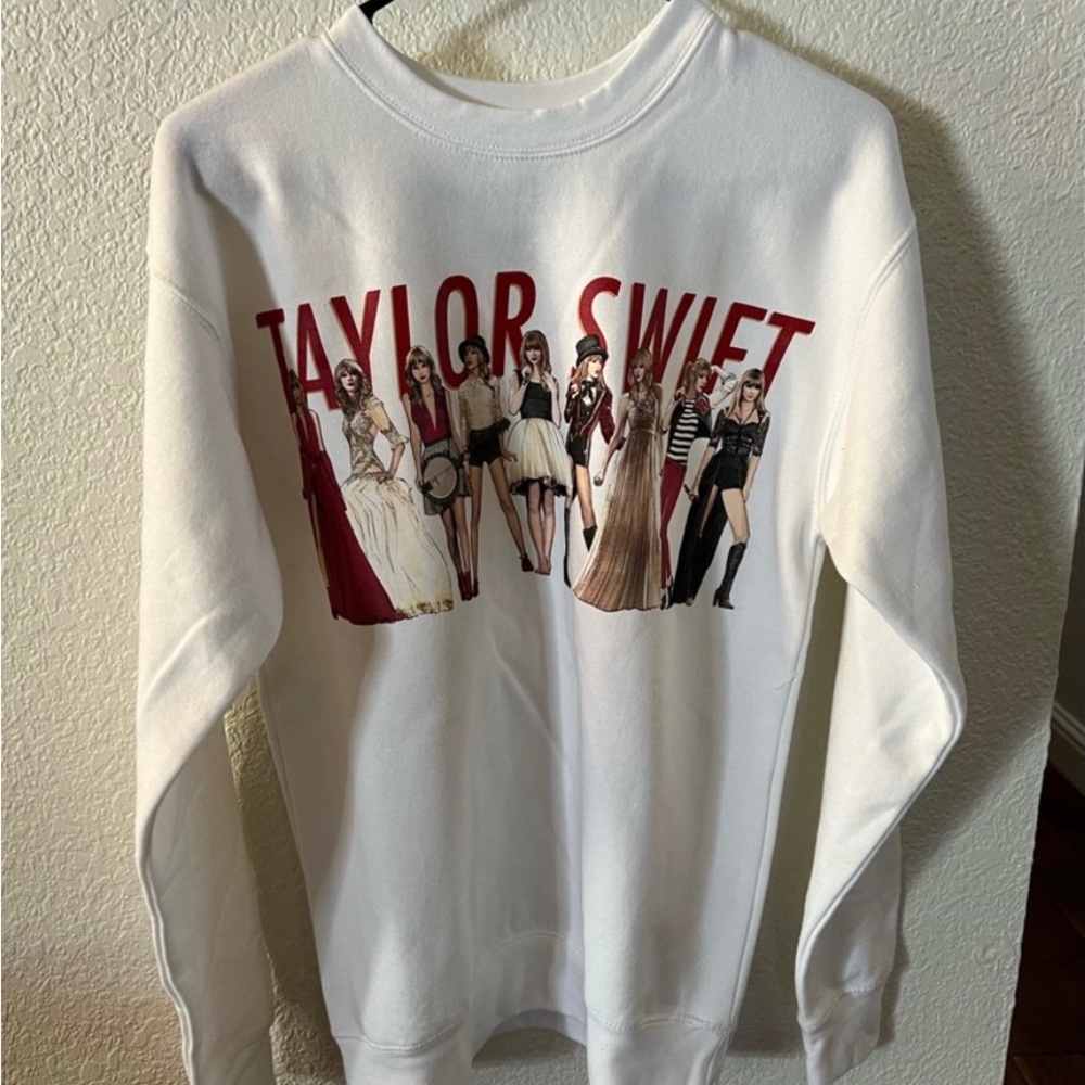 Taylor Swift White Sweatshirt with Red Lettering